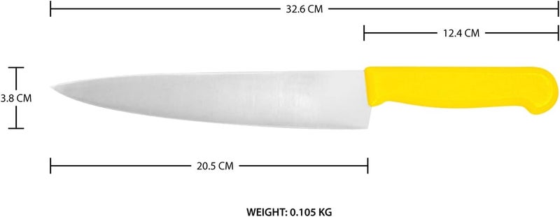 Kitchen Master 8 Inch Stainless Steel Professional Chef Knife with Yellow Handle - Image 2
